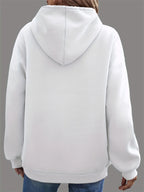 Women's autumn and winter warm and loose casual heart-shaped printed velvet long sleeved hooded sweatshirt