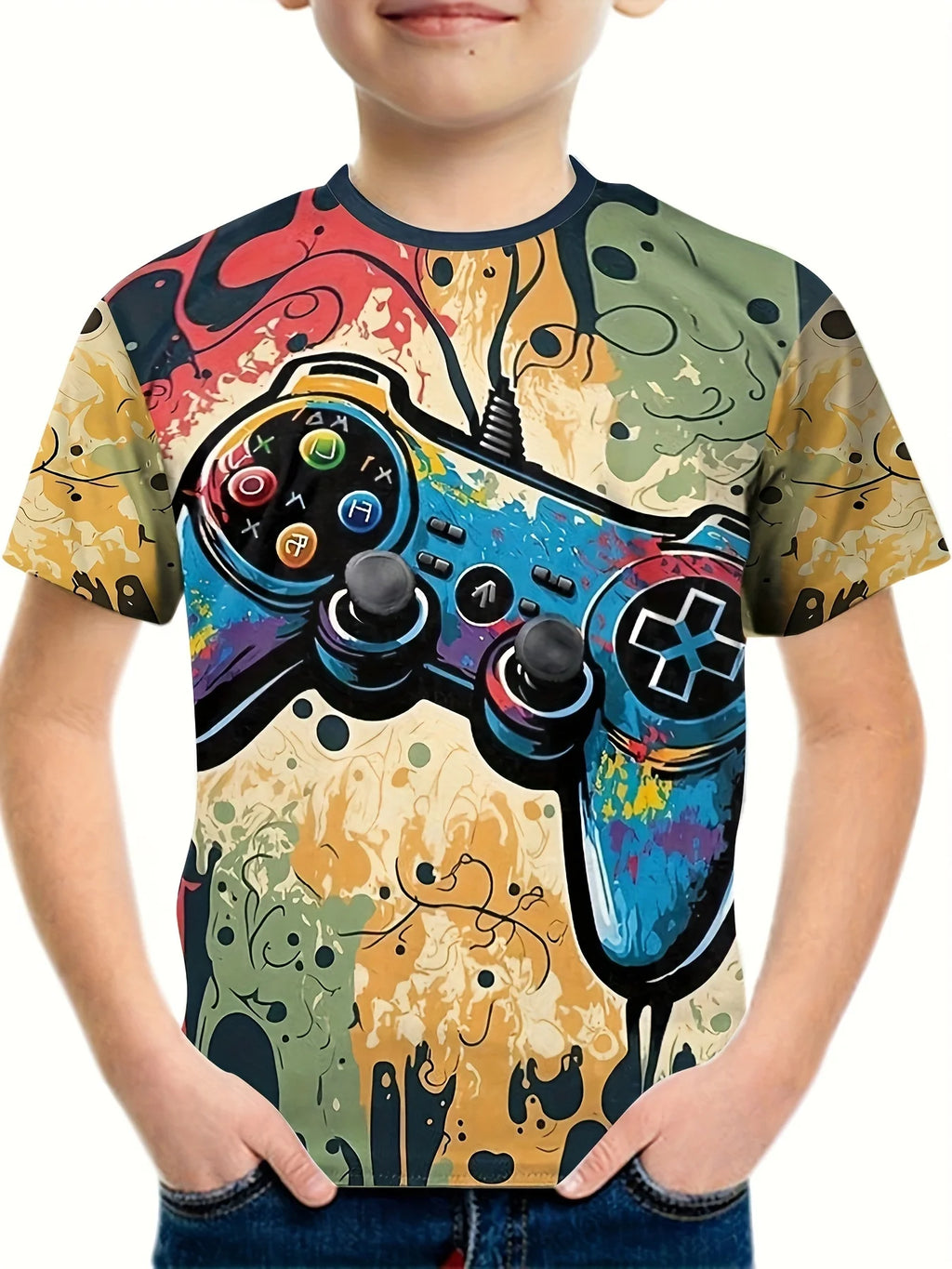 T-Shirts for Boys Short Sleeve 3D Gamepad Print Kids Summer Clothes Casual Fashion O-Neck Boys Tshirt Tops Children's Clothing