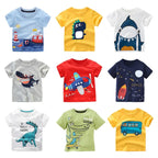 2 3 4 5 7 9 Years Summer Baby Boys Short Sleeve T-shirt Children Kids Cotton Cartoon Tops For Little Boys KF1022