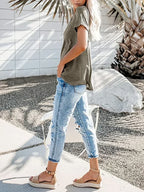 Plus Size 1XL-8XL Women's Loose Tops Ladies Casual V-neck Short Sleeve Pocket T-shirt Spring and Summer New Style
