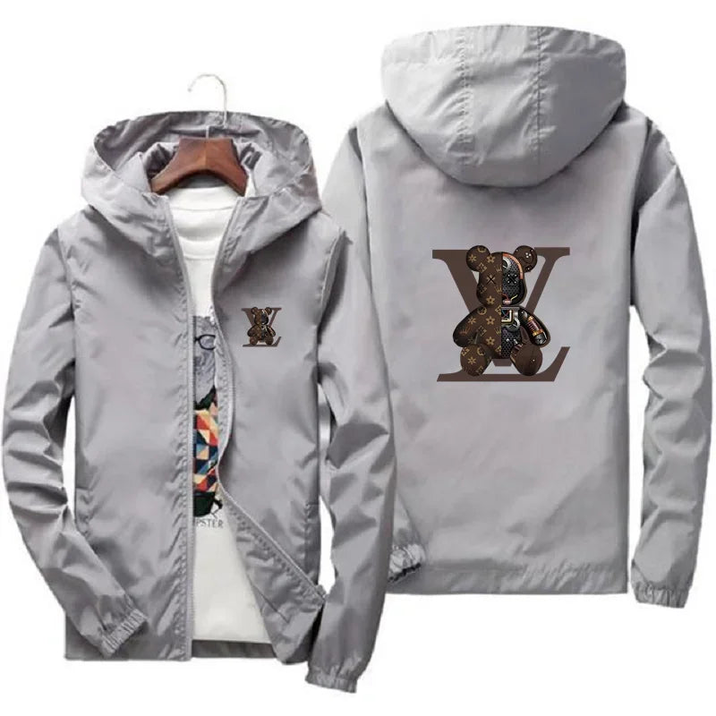 Spring and autumn casual printed zipper hooded jacket, fashionable new windproof and waterproof men's outdoor sportswear
