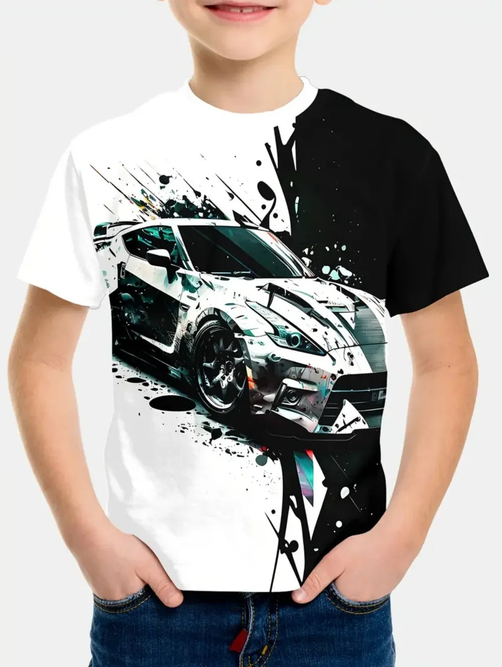 Racing Cars Graphic Printe T Shirts Boys Girls Gift Kids Short Sleeve Tops for Children Clothes from 2 to 8 Years Boys T-Shirts