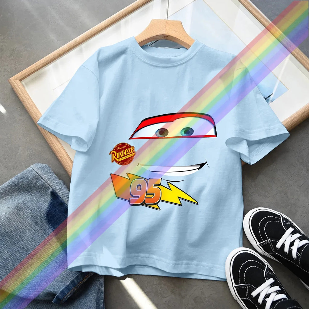Hot Sale Car Pixar Lightning McQueen Print Cute Kids T-Shirts Girls Clothes Baby Boys Short Sleeve T Shirt Summer Children Tops