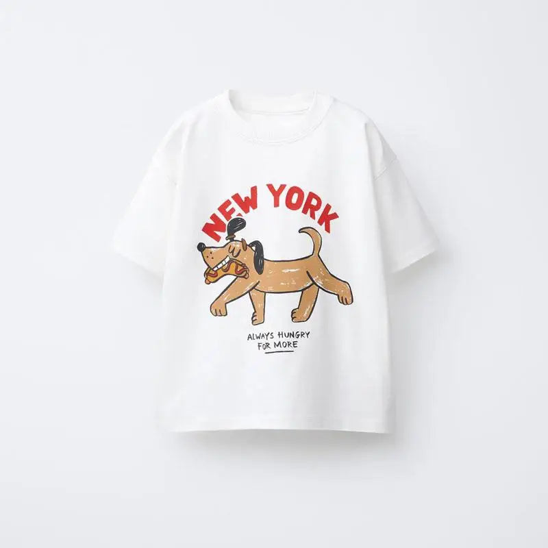 Simple All-match Base Shirt New Short Sleeve Lovely Round Neck T Shirt Thin Pure Cotton Clothes Boys And Girls Loose Casual Wear