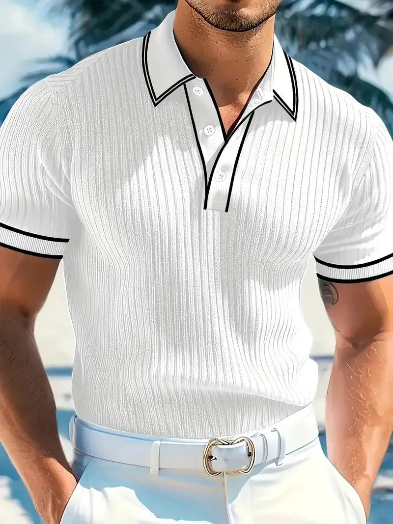 New Men's Polo Short-sleeved Shirt Solid Color For Men Business Casual And Trendy Summer New Men's Short-sleeved Polo Shirt