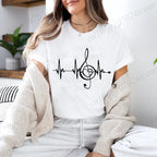 Women's T-shirts Music Note Heartbeat Printed T-Shirt Music Lover Funny Graphic Tee Shirts for Men Women Fashion T-Shirts Tops
