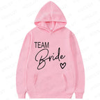 Team Bride Matching Hoodies Women Soft Casual Bridesmaid Bachelorette Party Gift Hooded Sweatshirts Wedding Group Outfits Tops