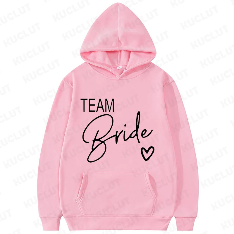 Team Bride Matching Hoodies Women Soft Casual Bridesmaid Bachelorette Party Gift Hooded Sweatshirts Wedding Group Outfits Tops