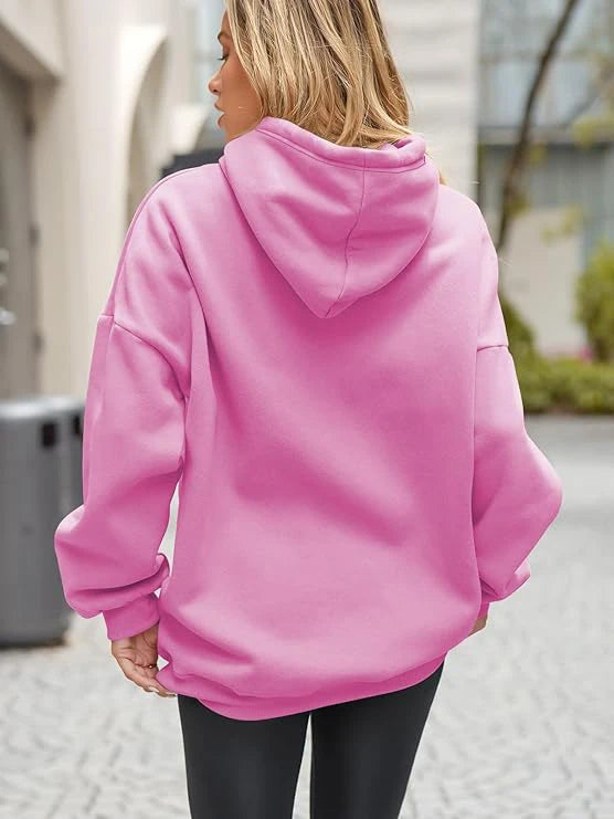 Plus Size Basic Solid Color Hoodie, Casual Simple Long Sleeve Hooded Sweatshirt, Women's Plus Size Clothing
