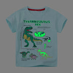 Little maven 2026 New Fashion Boys T-shirt Summer Luminous Dinosaur Animal Cotton Causal Clothes Lovely Tops for Kids 2-7 year
