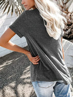 Plus Size 1XL-8XL Women's Loose Tops Ladies Casual V-neck Short Sleeve Pocket T-shirt Spring and Summer New Style