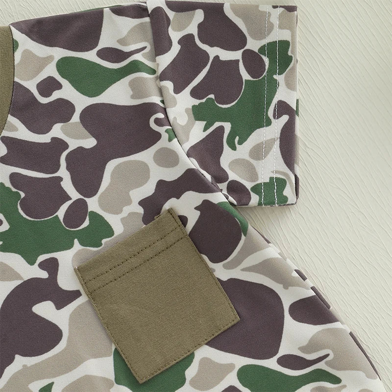 0-18M Newborn Infant Baby Boy Summer Romper Outfit Camouflage Short Sleeve Bodysuit Jumpsuit Clothes