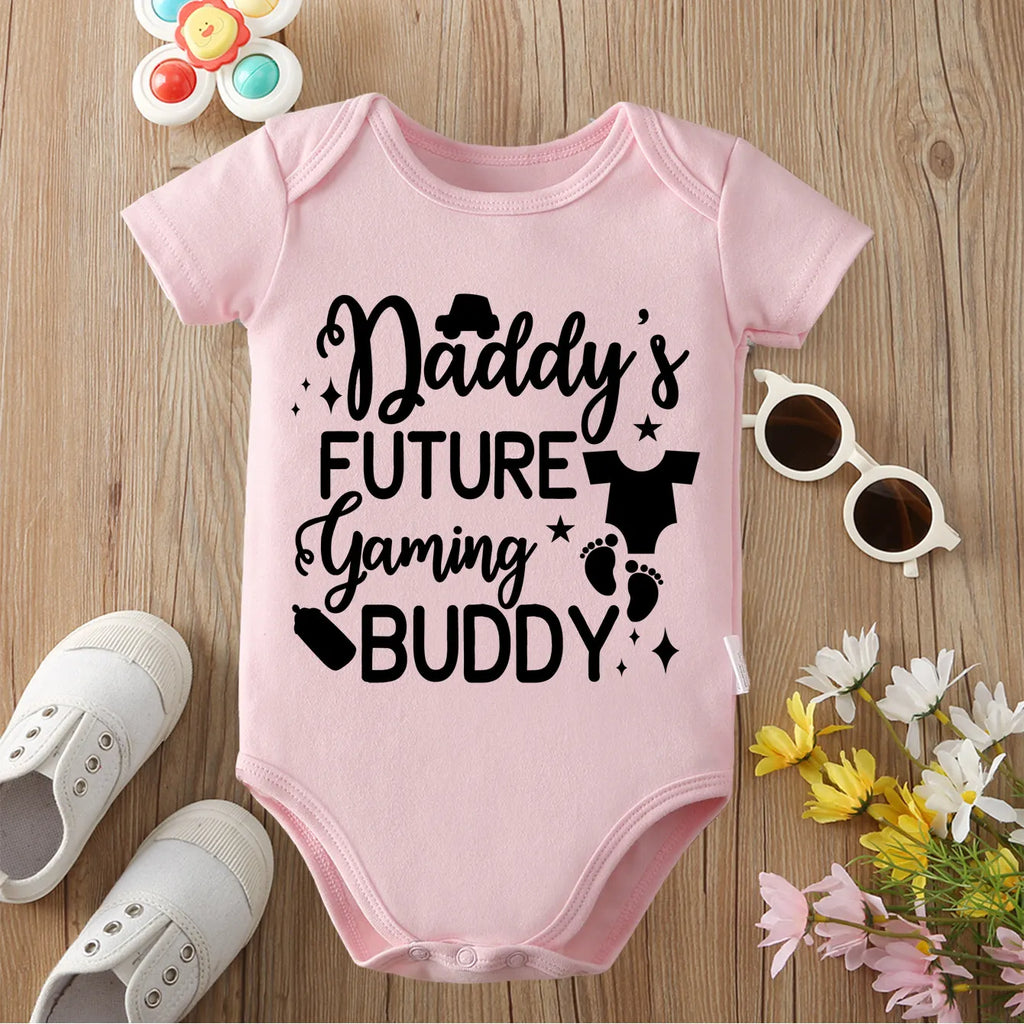 Daddy's Future Gaming Buddy Print Cloths Pure Cotton Comfortable Onesie Bodysuit for Baby Jumpsuit for 0 To 12 Months Newborn