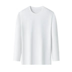 Men's Solid Color round Neck Long Sleeve T-Shirt Cotton Summer Comfortable Breathable Casual Top in Various Colors