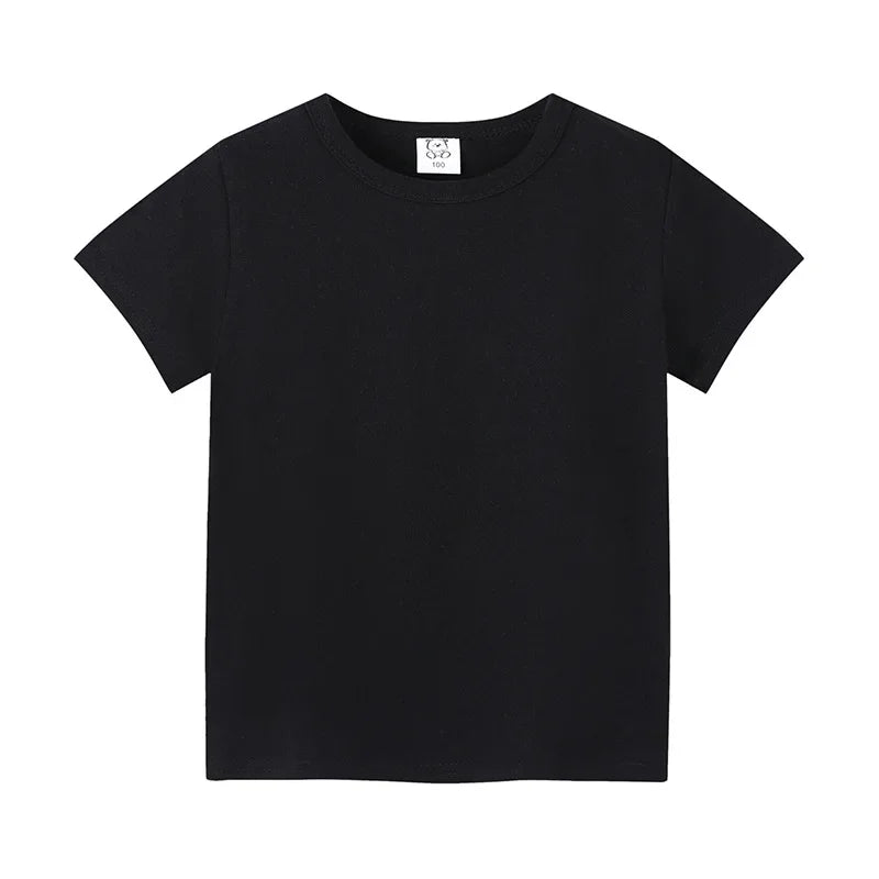 2-12Years Summer children's short sleeve T-shirt cotton baby clothes boys girls blank Infant T-shirt Kids shirt solid tees tops