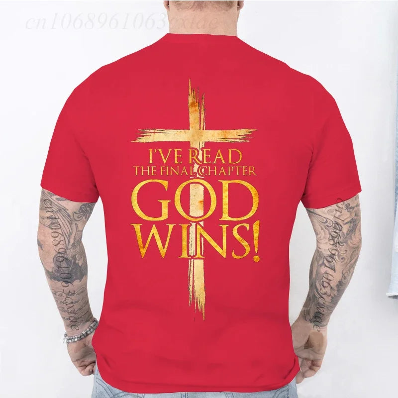 God Wins Christian Faith Cross T-Shirt Men Fashion Women's Tshirts Summer Fashion Tee Shirts Harajuku Shirts Casual Camisetas