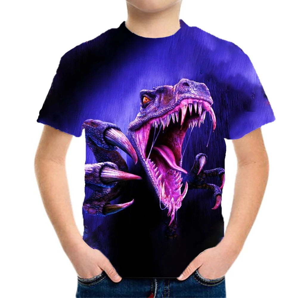Children's Clothing Boys Tshirt Children's T-Shirts 3D Dinosaur Graphic Print Kids Summer Clothes Fashion Casual Tees Girl Tops