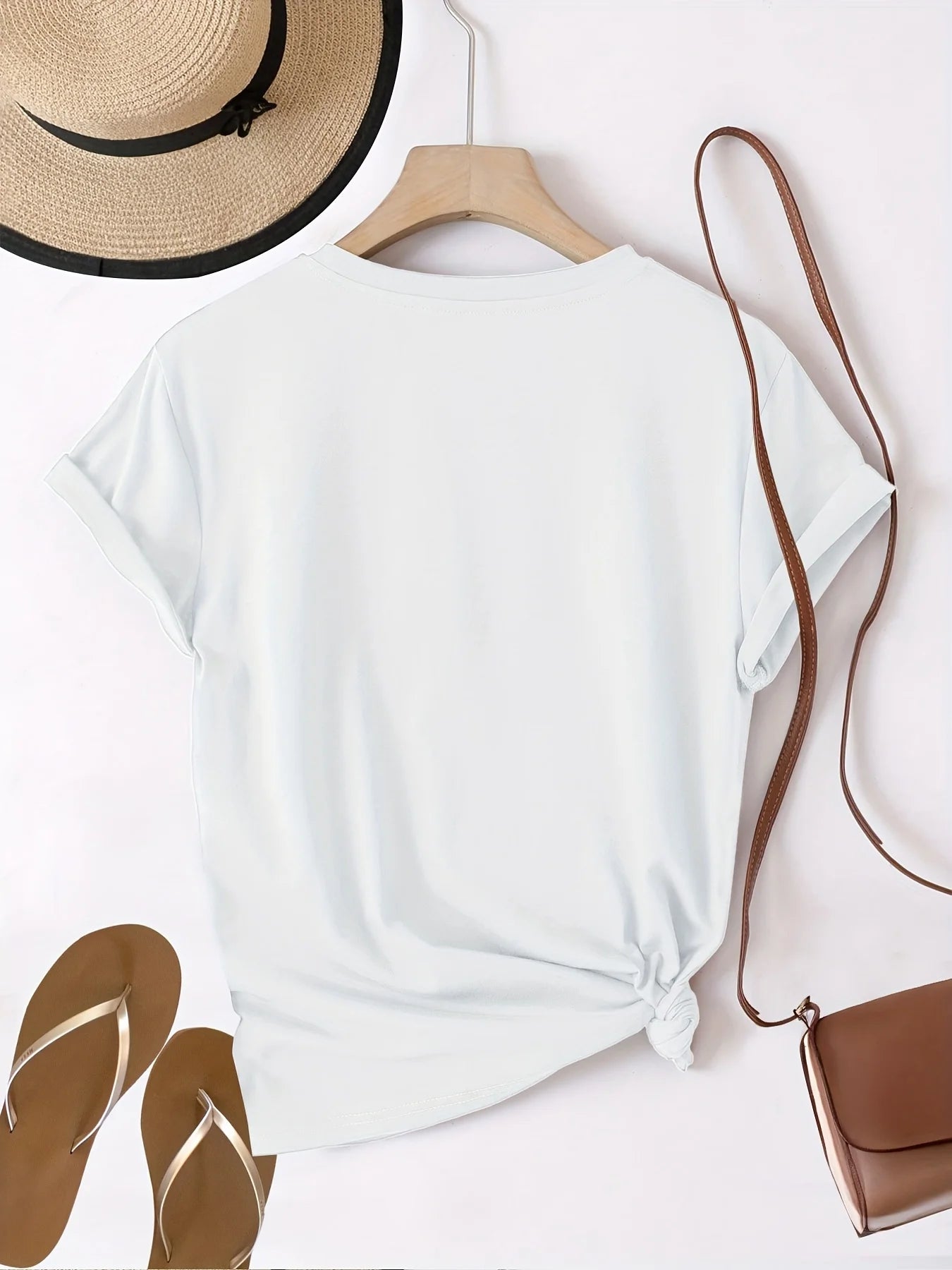 Women'S Floral Graphic Print T-Shirt Casual Crew Neck Short Sleeve Top Knit Fabric Regular Length All-Season Fashion Clothing