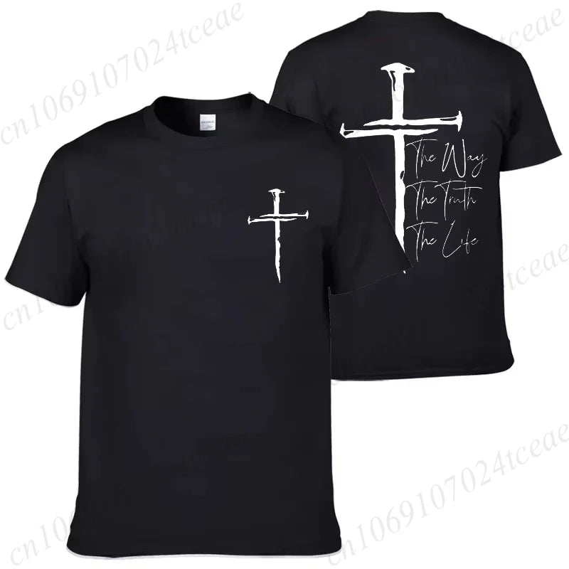 New Summer Men's T-Shirt Clothing Jesus Cross Vintage Printed Tees for Men Women Oversized Tops Christian Faith Shirt Clothing