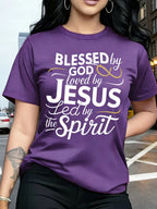 Blessed By God Loved By Jesus Women's Tee - Christian Faith Green Top