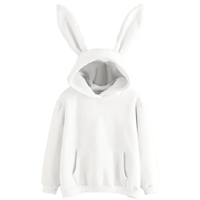 2025 Autumn And Winter New Women's Clothing Harajuku Wei Hooded Rabbit Hoodie Solid Color Loose Casual Women's Top Women's Coat