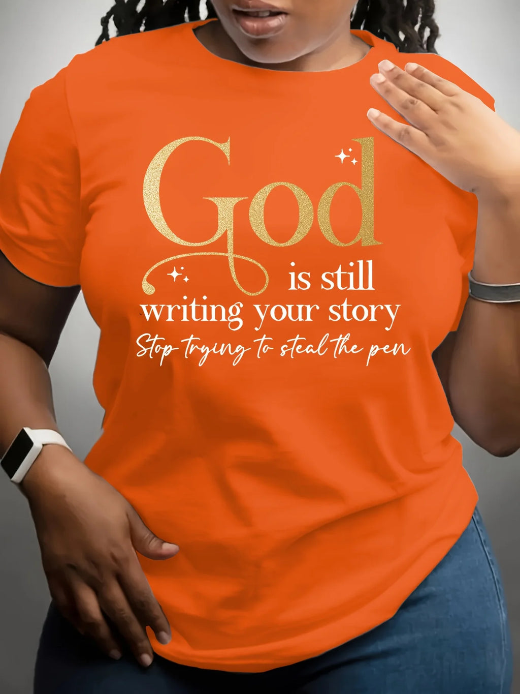 God Is Still Writing Your Story Women's Tee - Faith Graphic, Casual Yellow Top