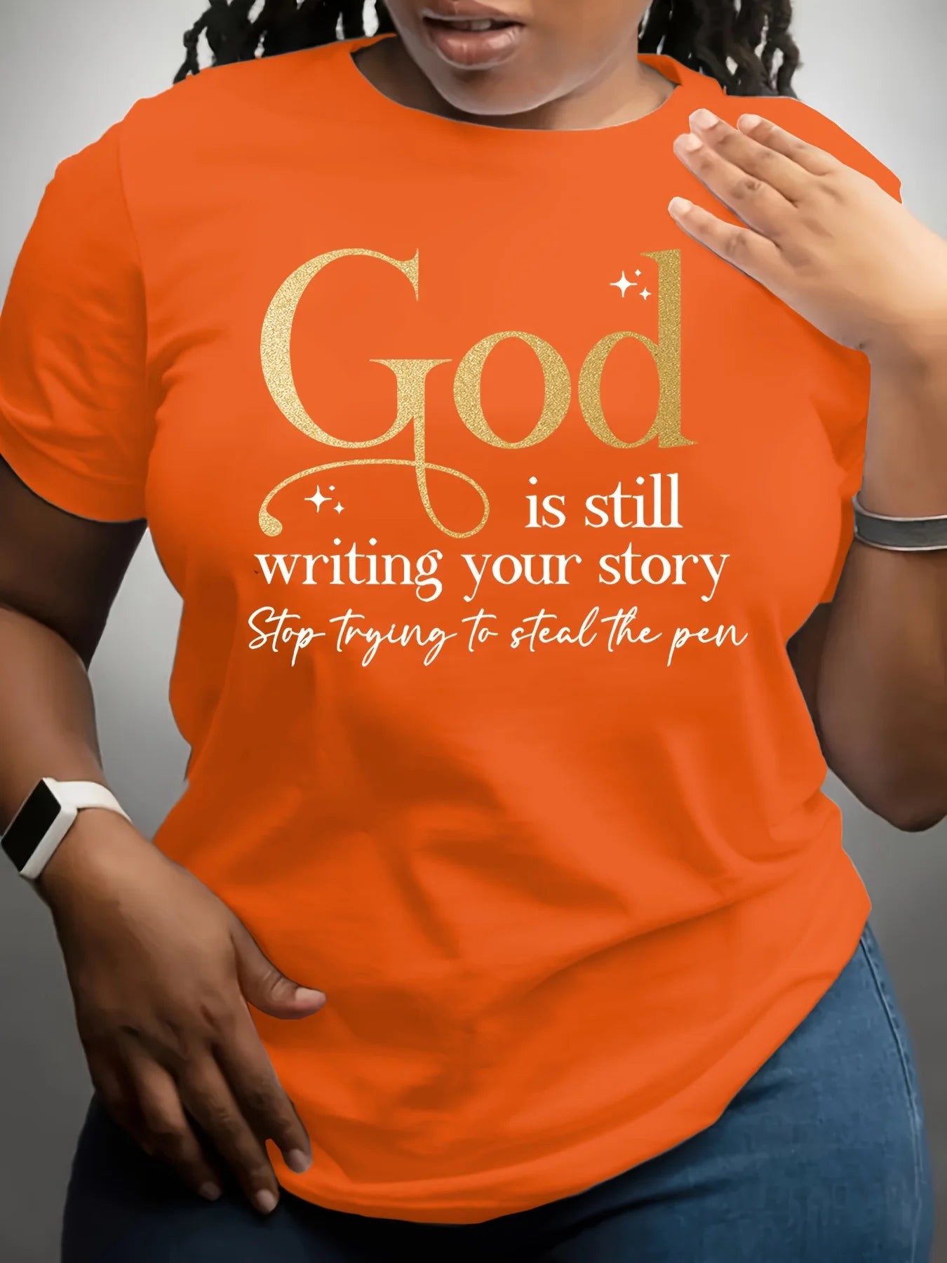 God Is Still Writing Your Story Women's Tee - Faith Graphic, Casual Yellow Top