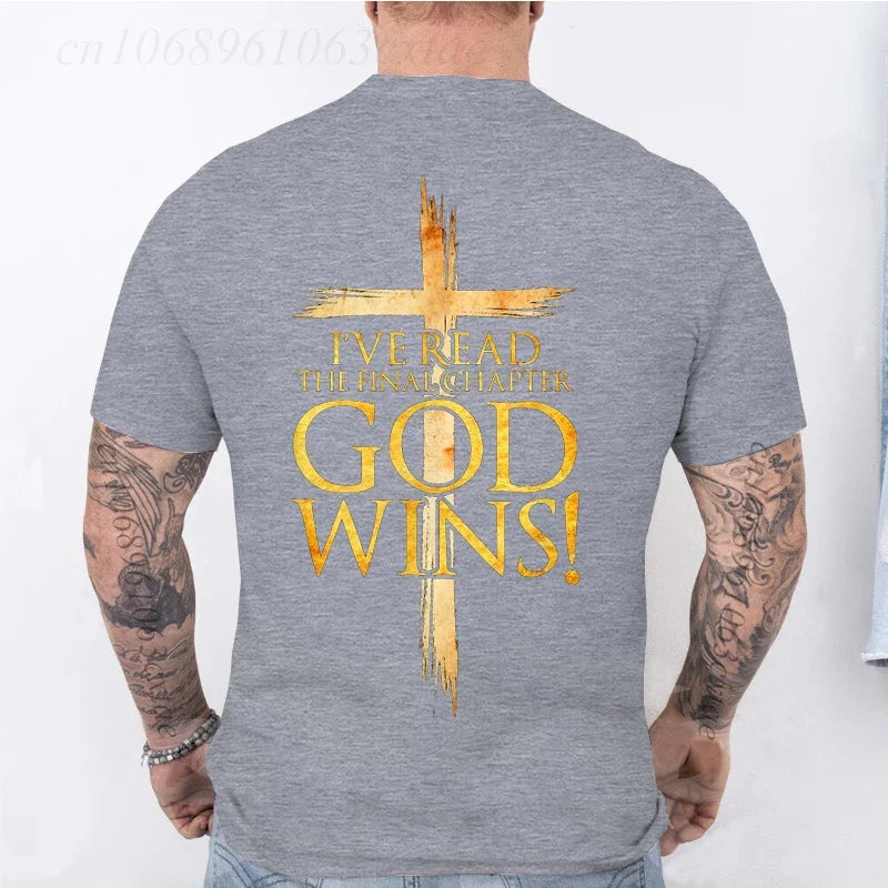 God Wins Christian Faith Cross T-Shirt Men Fashion Women's Tshirts Summer Fashion Tee Shirts Harajuku Shirts Casual Camisetas