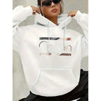 Street Style Calvin Hoodie Women's Plus Size _Calvin_ Pattern Hoodie - Casual Long Sleeved Pullover with Pocket hoodies women