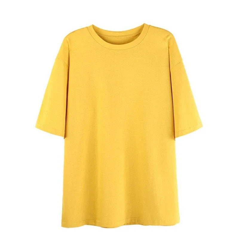 Plus Size Ladies' 100% Cotton T-Shirt Set Comfortable Casual T-Shirts, Colors Include Navy Blue White Black Beige