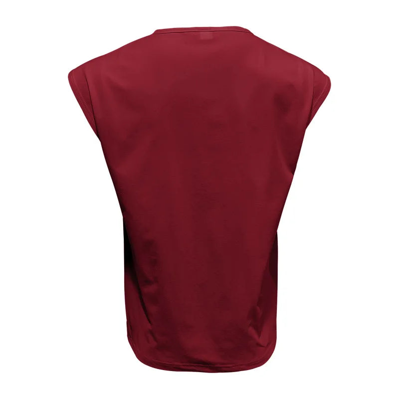 Amazon cross-border American summer new vest men's loose youth casual solid color thin shoulder T-shirt for men