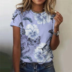 Summer Casual Vintage Women's T-shirts Ladies 3D Print Butterfly O-Neck T Shirt Female Fashion Loose Short Sleeve Tops Tees