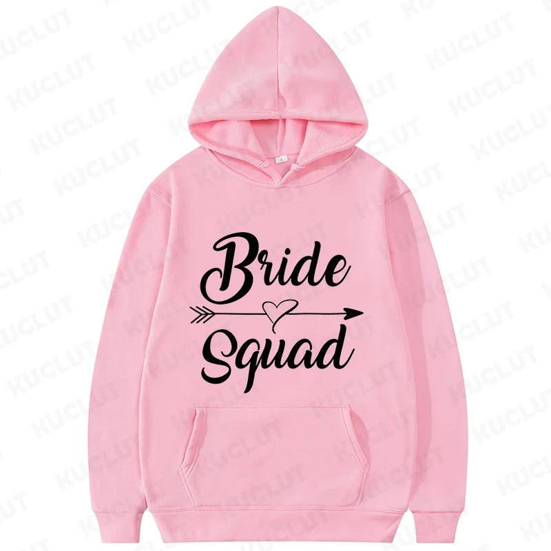 Team Bride Squad Hoodies,  Arrow Heart Graphic Sweatshirts, Women's Casual Hooded Tops for Bridal Wedding & Bachelorette Party