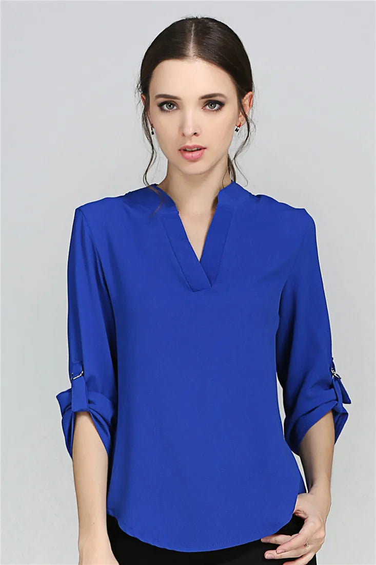 Plus Size Blouse Clothing Women Long Sleeve Shirt Chiffon Blouse Ladies Top
