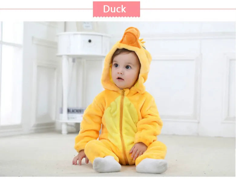 Cartoon Flannel Baby Rompers Unicorn Rabbit Dinosaur Pajamas Cotton Baby Boy Girls Animal Costume Baby Jumpsuit Kigurumi Outfits
