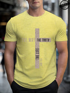 Mens Jesus Is King T-Shirts,The Way The Truth The Life Tops,Bible Verse Jesus Shirt,Mens Christian T-Shirt,Cross Vintage Tees