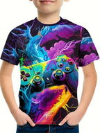 T-Shirts for Boys Short Sleeve 3D Gamepad Print Kids Summer Clothes Casual Fashion O-Neck Boys Tshirt Tops Children's Clothing