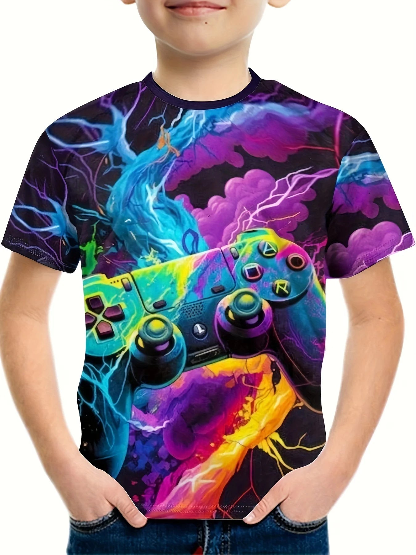 T-Shirts for Boys Short Sleeve 3D Gamepad Print Kids Summer Clothes Casual Fashion O-Neck Boys Tshirt Tops Children's Clothing