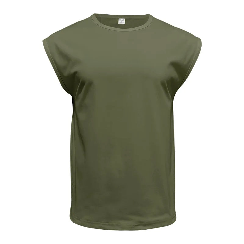 Amazon cross-border American summer new vest men's loose youth casual solid color thin shoulder T-shirt for men