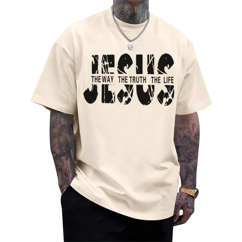 Christian Jesus Faith Shirts for Men God Religious Cross Bible Verse Inspirational Oversized Graphic Tees Tops Graphic T-Shirts