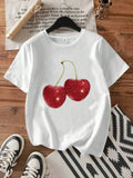 【WDS0018】Plus size women's round neck short sleeve T-shirt with elastic half sleeves and trendy prints