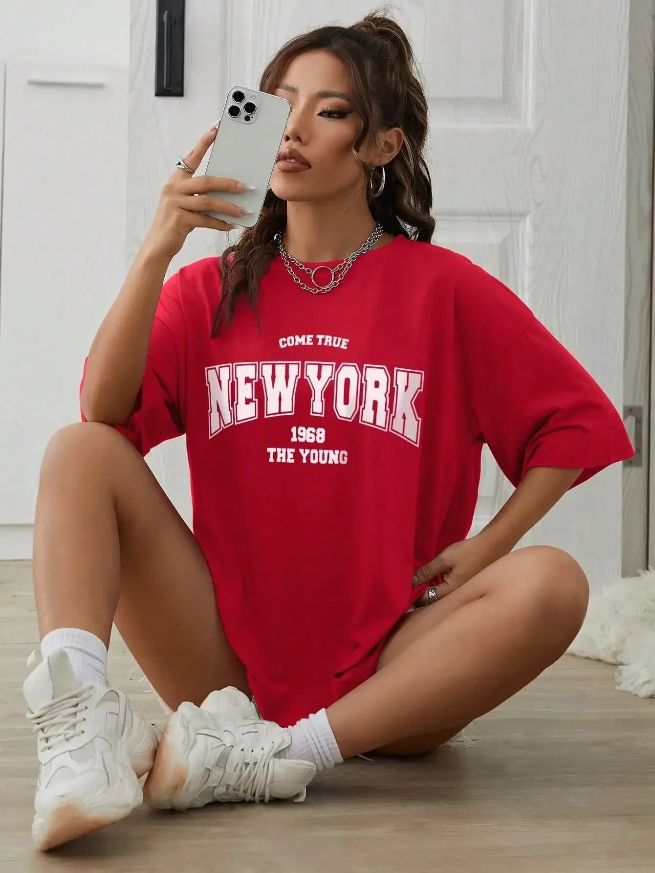 When 1968 The New York Is Young  Woman Tshirts Creativity Streettshirt Individual Casual Clothes Plus Size Aesthetic Clothes