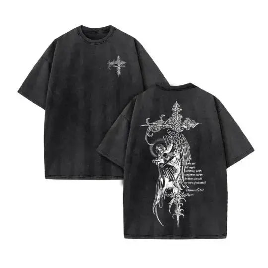 Summer top Men's T-shirt Christian Jesus design new wash short sleeve street print vintage T-shirt oversized for men and women