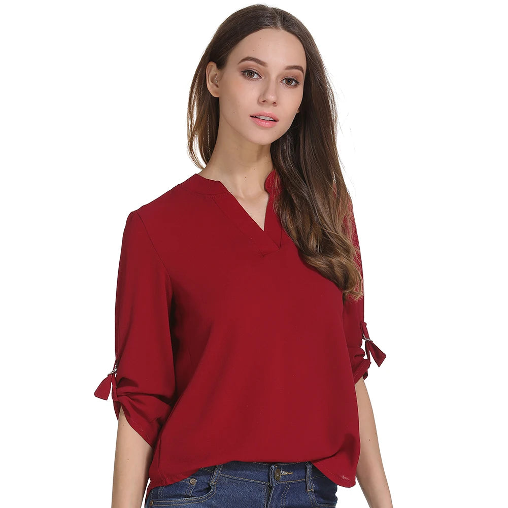 Plus Size Blouse Clothing Women Long Sleeve Shirt Chiffon Blouse Ladies Top