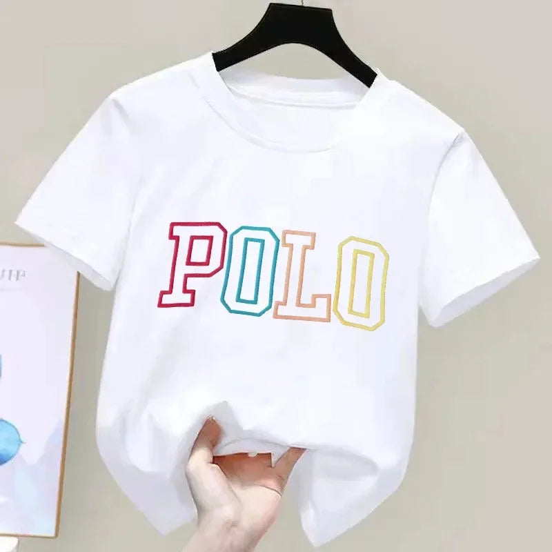2026 Summer Kids Korean Style Simple 100% Cotton T Shirt for Children Trendy Letter Printed Tees Girls Daily Casual Sweatshirts