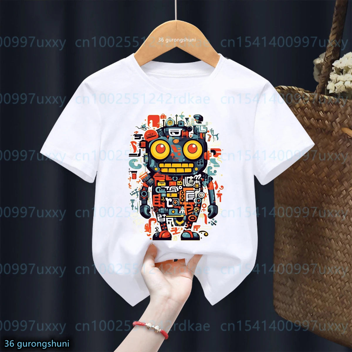 New Boys T-shirt Cool Robot Print Tshirt Fashiona Trendy Boys Clothing Cute Baby Tshirt Summer O-Neck boys Top 1-15 yeas old