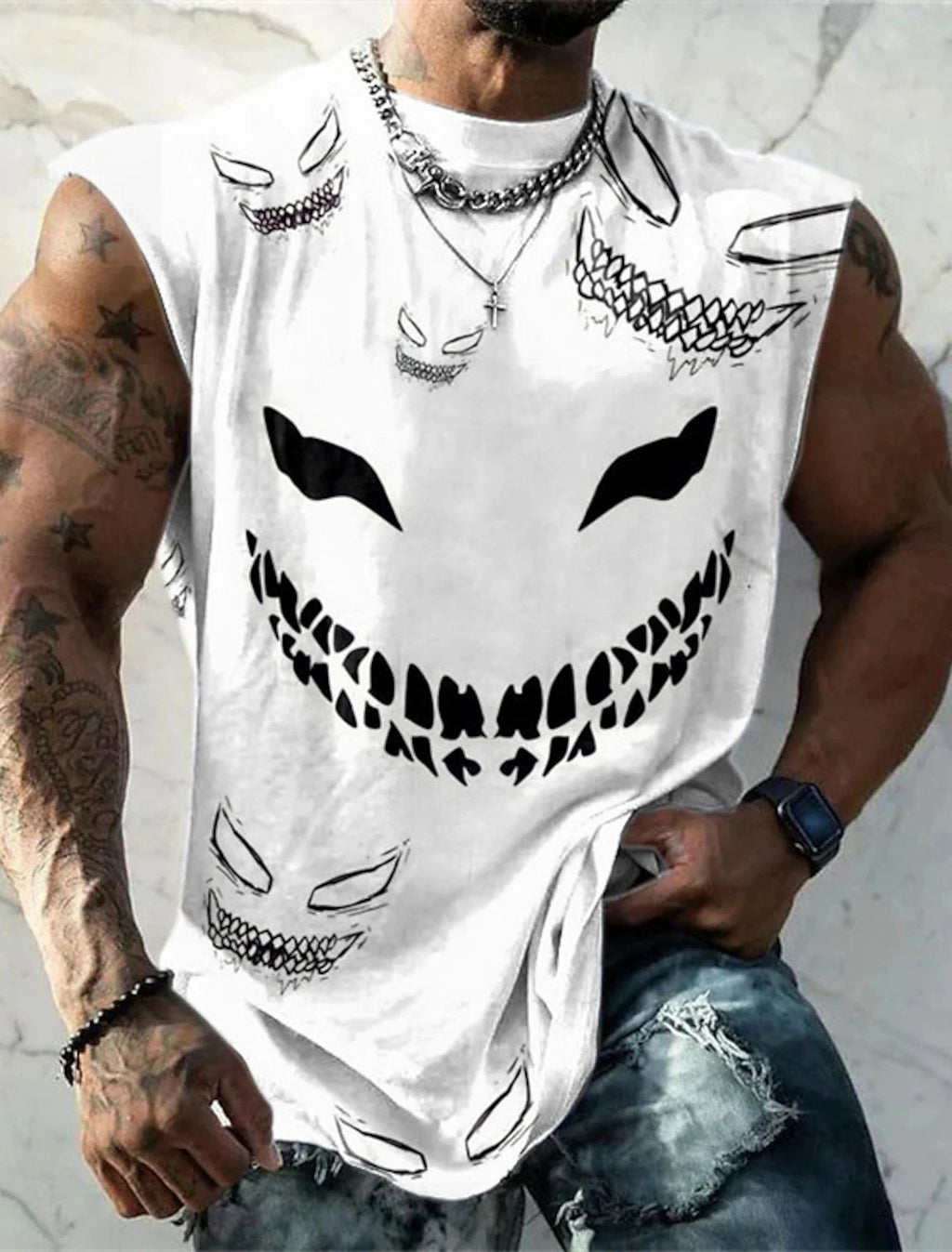 Men's Tank Top Sleeveless T-Shirt Pattern Print Summer Sports Running Gym Designer Casual Muscle Sleeveless Clothing 3D Printed