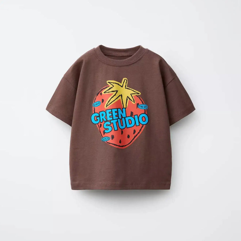 1-7Years Old Boys Girls Fashion T-shirt Summer Clothes Short-sleeved Tops Toddler Cartoon Printed Tees Loose Casual Sports Tees