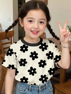 Girl Clothing Summer 3D Print T-Shirt Kawaii Cat Graphic Kids Girls Clothes Outdoor Short Sleeve Causal Children Top for Girls