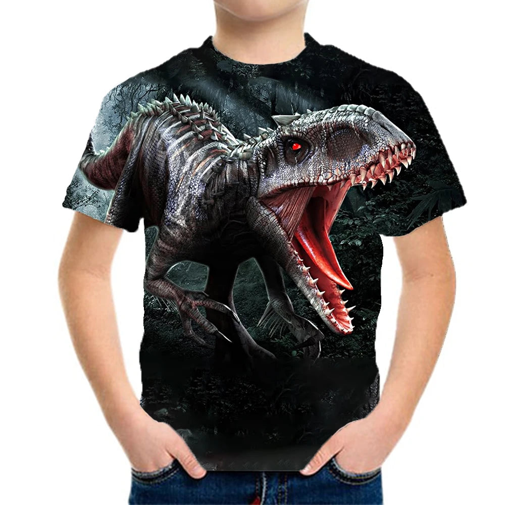 Children's Clothing Boys Tshirt Children's T-Shirts 3D Dinosaur Graphic Print Kids Summer Clothes Fashion Casual Tees Girl Tops